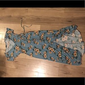 Blue floral wrap dress